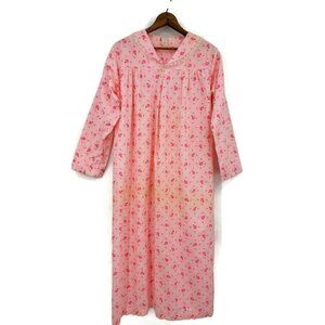 Vintage Unworn Slumber Jane Nightgown Womens Medium Pink Roses Cotton Pajamas